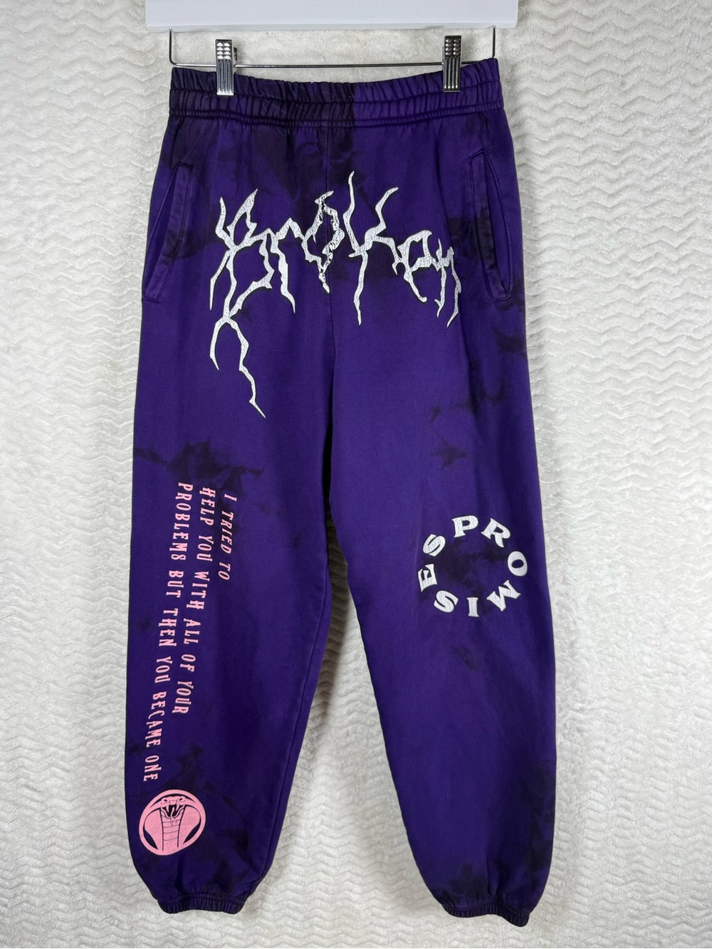 Broken Promises Purple Graphic Joggers with White & Pink Prints 🔥🔥🧡🧡